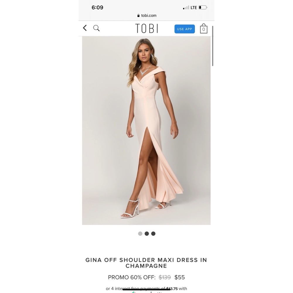 *NWT* off the shoulder blush maxi dress